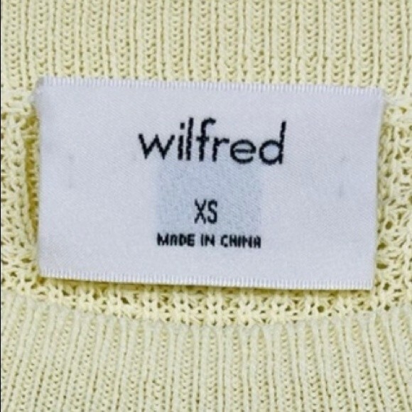 ARITZIA Wilfred Livvie Yellow Crewneck Sweater XS Waffle Knit Drop Shoulder - Picture 6 of 10